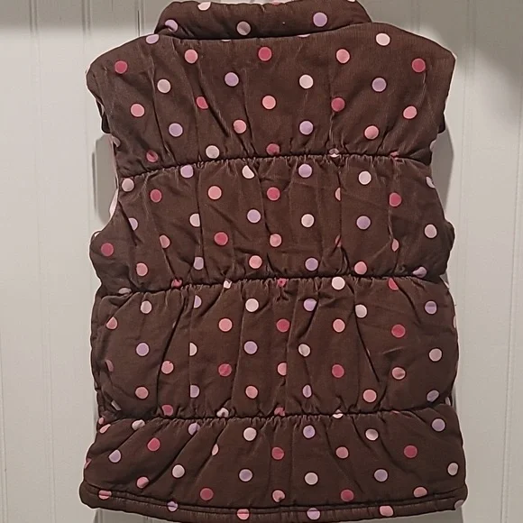 Charming Carter's Children's Puffer Vest - Brown with Playful Polka Dots Size 6X - Picture 6 of 8